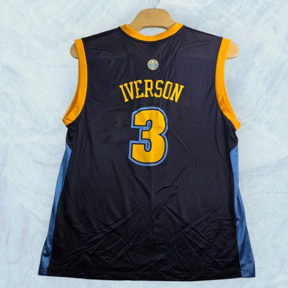 VTG Adidas Allen Iverson Denver Nuggets Nylon Basketball Jersey Size XL Mens NBA